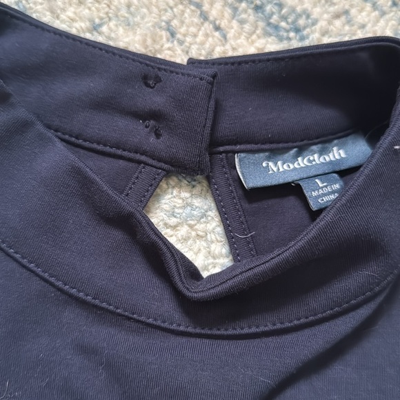 Modcloth Partners in Poise Twofer Dress Navy Tweed mod Pockets Career L - Picture 5 of 8